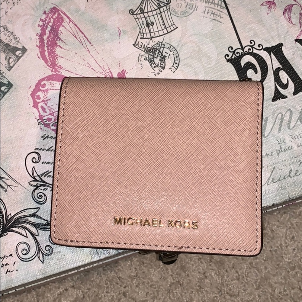 Pastel pink MK small wallet